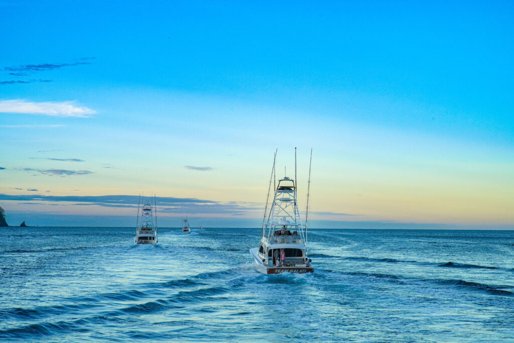 Sportfishing boats heading offshore from Los Sueños, Costa Rica